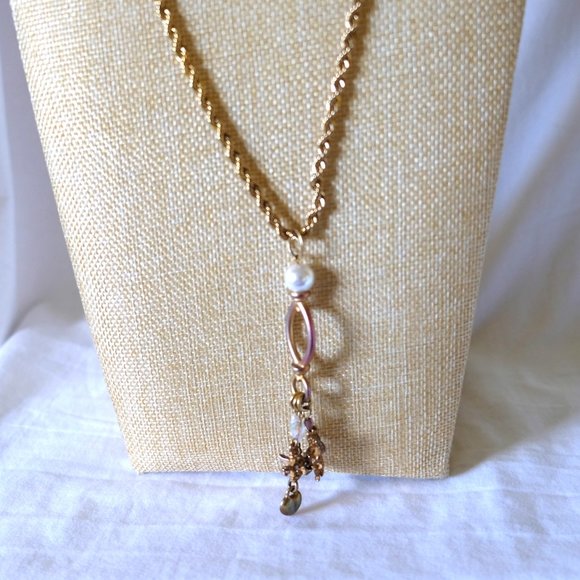 AJ Favre Jewelry Aj Favre Fi Angel Lariat Gold Tone Necklace Poshmark
